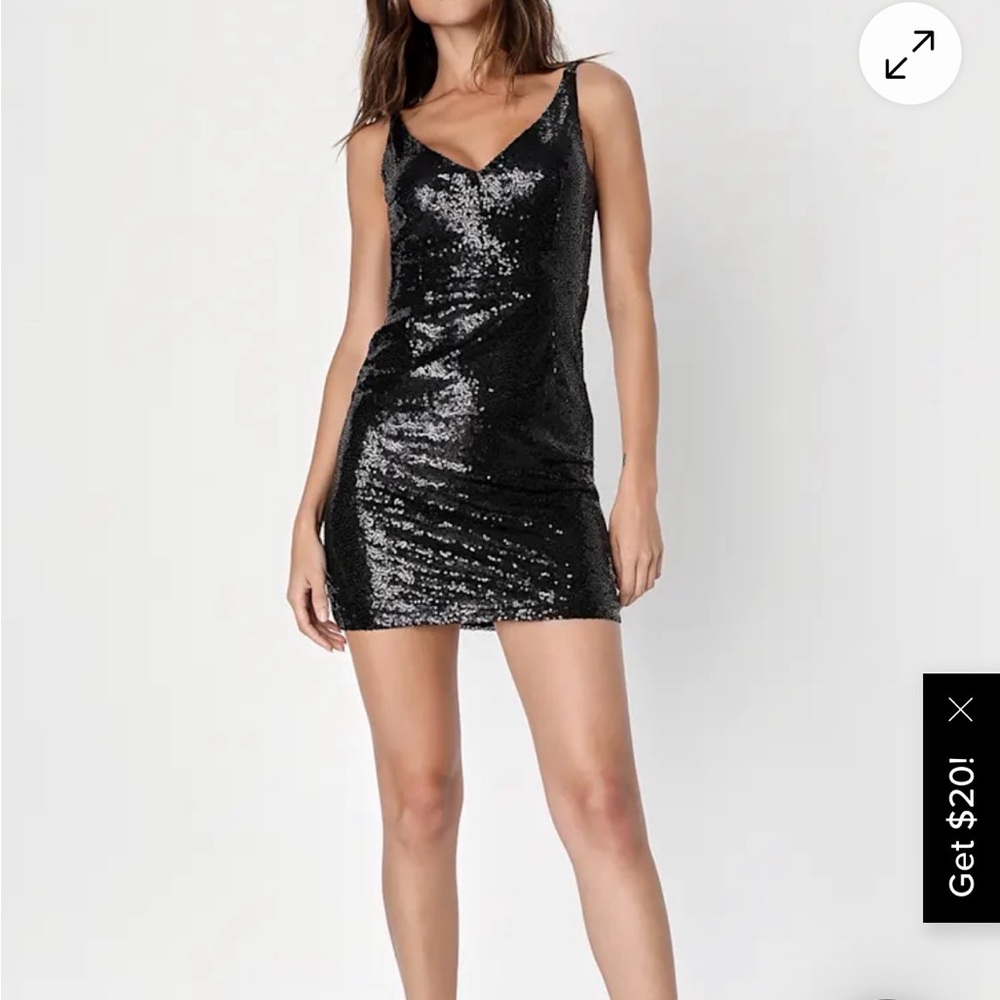 Lulu's Little  Black Sequin Dress size medium